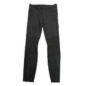 Athleta‎ Moto Leggings Olive Womens Size 6 Ribbed Panel Zipper Athleisure Pants